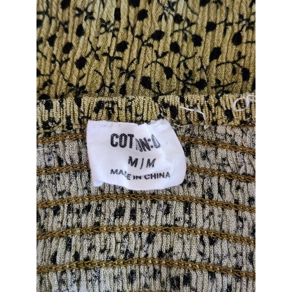 Cotton On Olive Floral Mini Slip Dress Women's‎ Smocked Ruffle Y2K Cottagecore